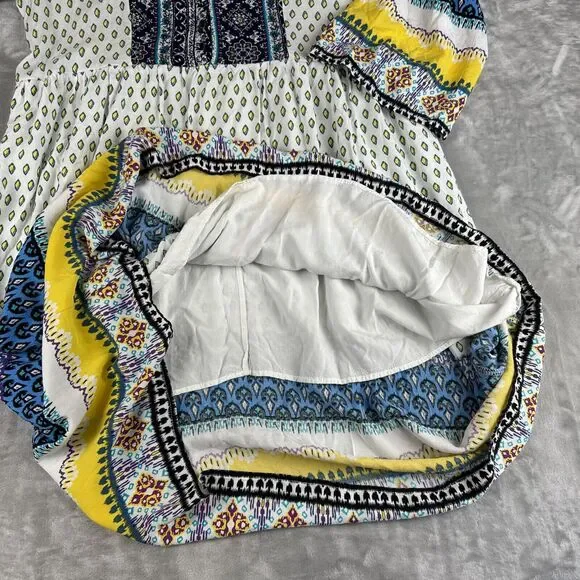 Reborn J Boho Dress Womens 1X Colorful Pattern Button Front Flowy Elephant(1003) - Picture 6 of 15